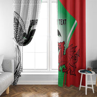 Custom Fiji And Wales Rugby Window Curtain Fijian Tapa Welsh Mascots Dynamic Version - Wonder Print Shop