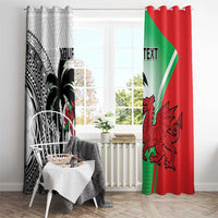 Custom Fiji And Wales Rugby Window Curtain Fijian Tapa Welsh Mascots Dynamic Version - Wonder Print Shop