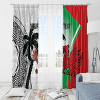 Custom Fiji And Wales Rugby Window Curtain Fijian Tapa Welsh Mascots Dynamic Version - Wonder Print Shop