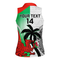 Custom Fiji And Wales Rugby Women Sleeveless Polo Shirt Fijian Tapa Welsh Mascots Dynamic Version - Wonder Print Shop