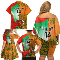 Custom Australia And Wales Rugby Family Matching Off Shoulder Short Dress and Hawaiian Shirt Wallabies Welsh Mascots Dynamic Version - Wonder Print Shop