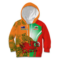 Custom Australia And Wales Rugby Kid Hoodie Wallabies Welsh Mascots Dynamic Version LT14