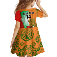 Custom Australia And Wales Rugby Kid Short Sleeve Dress Wallabies Welsh Mascots Dynamic Version - Wonder Print Shop