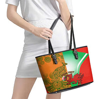 Custom Australia And Wales Rugby Leather Tote Bag Wallabies Welsh Mascots Dynamic Version - Wonder Print Shop