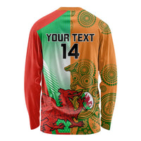 Custom Australia And Wales Rugby Long Sleeve Shirt Wallabies Welsh Mascots Dynamic Version - Wonder Print Shop
