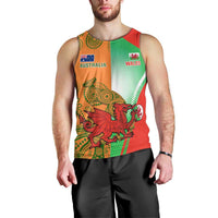 Custom Australia And Wales Rugby Men Tank Top Wallabies Welsh Mascots Dynamic Version - Wonder Print Shop