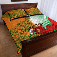 Custom Australia And Wales Rugby Quilt Bed Set Wallabies Welsh Mascots Dynamic Version - Wonder Print Shop