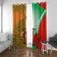 Custom Australia And Wales Rugby Window Curtain Wallabies Welsh Mascots Dynamic Version - Wonder Print Shop