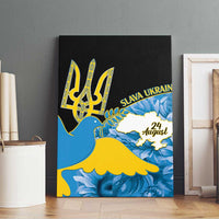 Ukraine Independence Day Canvas Wall Art Slava Ukraini Ukrainian Trident With Sunflowers - Wonder Print Shop