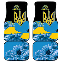 Ukraine Independence Day Car Mats Slava Ukraini Ukrainian Trident With Sunflowers - Wonder Print Shop