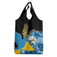 Ukraine Independence Day Grocery Bag Slava Ukraini Ukrainian Trident With Sunflowers