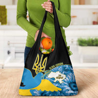 Ukraine Independence Day Grocery Bag Slava Ukraini Ukrainian Trident With Sunflowers