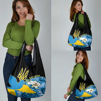 Ukraine Independence Day Grocery Bag Slava Ukraini Ukrainian Trident With Sunflowers