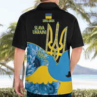 Ukraine Independence Day Hawaiian Shirt Slava Ukraini Ukrainian Trident With Sunflowers - Wonder Print Shop