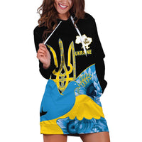 Ukraine Independence Day Hoodie Dress Slava Ukraini Ukrainian Trident With Sunflowers - Wonder Print Shop