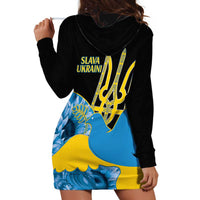 Ukraine Independence Day Hoodie Dress Slava Ukraini Ukrainian Trident With Sunflowers - Wonder Print Shop