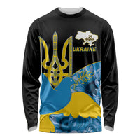 Ukraine Independence Day Long Sleeve Shirt Slava Ukraini Ukrainian Trident With Sunflowers - Wonder Print Shop