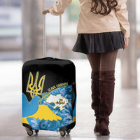 Ukraine Independence Day Luggage Cover Slava Ukraini Ukrainian Trident With Sunflowers - Wonder Print Shop
