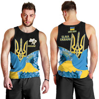 Ukraine Independence Day Men Tank Top Slava Ukraini Ukrainian Trident With Sunflowers - Wonder Print Shop