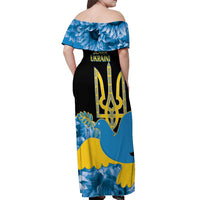 Ukraine Independence Day Off Shoulder Maxi Dress Slava Ukraini Ukrainian Trident With Sunflowers - Wonder Print Shop
