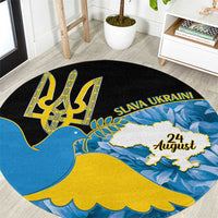 Ukraine Independence Day Round Carpet Slava Ukraini Ukrainian Trident With Sunflowers