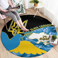 Ukraine Independence Day Round Carpet Slava Ukraini Ukrainian Trident With Sunflowers