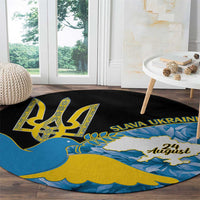 Ukraine Independence Day Round Carpet Slava Ukraini Ukrainian Trident With Sunflowers