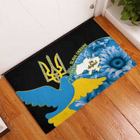 Ukraine Independence Day Rubber Doormat Slava Ukraini Ukrainian Trident With Sunflowers - Wonder Print Shop