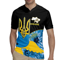 Ukraine Independence Day Rugby Jersey Slava Ukraini Ukrainian Trident With Sunflowers - Wonder Print Shop