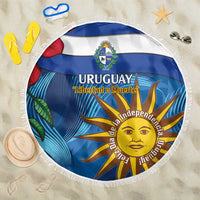 Uruguay Independence Day Beach Blanket 25 De Agosto Coat Of Arms With Ceibo - Wonder Print Shop