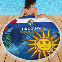 Uruguay Independence Day Beach Blanket 25 De Agosto Coat Of Arms With Ceibo - Wonder Print Shop