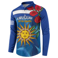 Uruguay Independence Day Button Sweatshirt 25 De Agosto Coat Of Arms With Ceibo - Wonder Print Shop