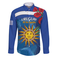 Uruguay Independence Day Family Matching Off Shoulder Short Dress and Hawaiian Shirt 25 De Agosto Coat Of Arms With Ceibo - Wonder Print Shop