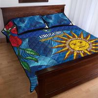 Uruguay Independence Day Quilt Bed Set 25 De Agosto Coat Of Arms With Ceibo - Wonder Print Shop