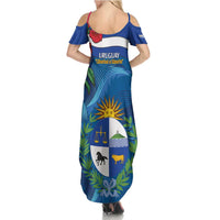 Uruguay Independence Day Summer Maxi Dress 25 De Agosto Coat Of Arms With Ceibo - Wonder Print Shop