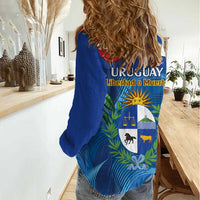 Uruguay Independence Day Women Casual Shirt 25 De Agosto Coat Of Arms With Ceibo - Wonder Print Shop