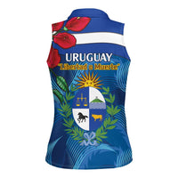 Uruguay Independence Day Women Sleeveless Polo Shirt 25 De Agosto Coat Of Arms With Ceibo - Wonder Print Shop
