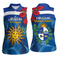 Uruguay Independence Day Women Sleeveless Polo Shirt 25 De Agosto Coat Of Arms With Ceibo - Wonder Print Shop