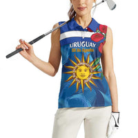 Uruguay Independence Day Women Sleeveless Polo Shirt 25 De Agosto Coat Of Arms With Ceibo - Wonder Print Shop