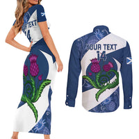 Custom Scotland Rugby Couples Matching Short Sleeve Bodycon Dress and Long Sleeve Button Shirt 2024 Go Champions Scottish Thistles - Wonder Print Shop