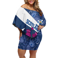 Custom Scotland Rugby Off Shoulder Short Dress 2024 Go Champions Scottish Thistles - Wonder Print Shop