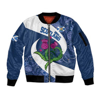 Custom Scotland Rugby Sleeve Zip Bomber Jacket 2024 Go Champions Scottish Thistles - Wonder Print Shop