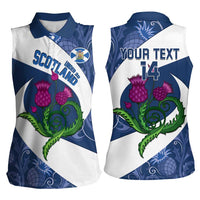 Custom Scotland Rugby Women Sleeveless Polo Shirt 2024 Go Champions Scottish Thistles - Wonder Print Shop