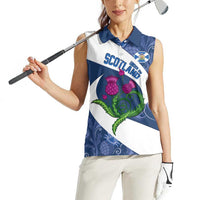 Custom Scotland Rugby Women Sleeveless Polo Shirt 2024 Go Champions Scottish Thistles - Wonder Print Shop