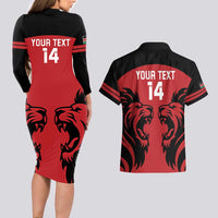 Custom Kenya Rugby Couples Matching Long Sleeve Bodycon Dress and Hawaiian Shirt 2024 Go Champions Simbas - Red - Wonder Print Shop