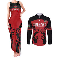 Custom Kenya Rugby Couples Matching Tank Maxi Dress and Long Sleeve Button Shirt 2024 Go Champions Simbas - Red - Wonder Print Shop