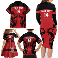 Custom Kenya Rugby Family Matching Long Sleeve Bodycon Dress and Hawaiian Shirt 2024 Go Champions Simbas - Red - Wonder Print Shop