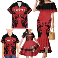 Custom Kenya Rugby Family Matching Mermaid Dress and Hawaiian Shirt 2024 Go Champions Simbas - Red - Wonder Print Shop