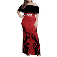 Custom Kenya Rugby Family Matching Off Shoulder Maxi Dress and Hawaiian Shirt 2024 Go Champions Simbas - Red - Wonder Print Shop