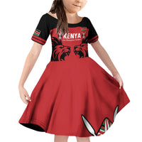 Custom Kenya Rugby Family Matching Off Shoulder Short Dress and Hawaiian Shirt 2024 Go Champions Simbas - Red - Wonder Print Shop